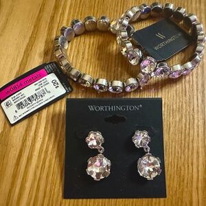 New crystal stretch bracelets with drop pierced earrings